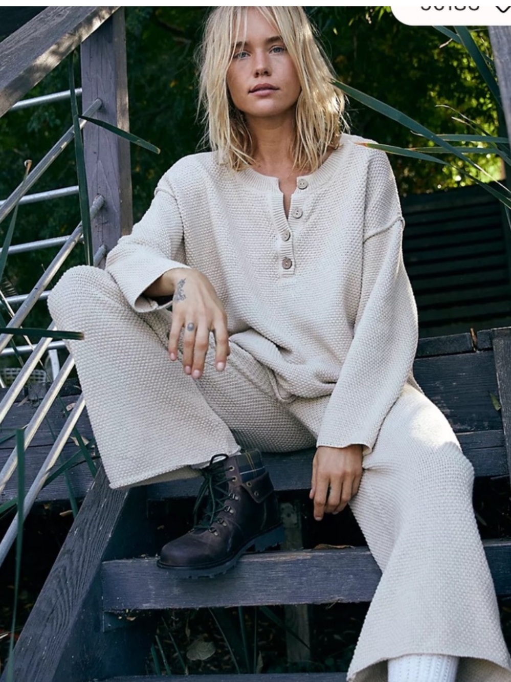 Free People Hailee waffle knit sweater set
